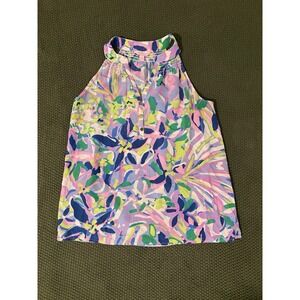Lilly Pulitzer Tshirt Essie Tank Top Flowers Print Womens Small